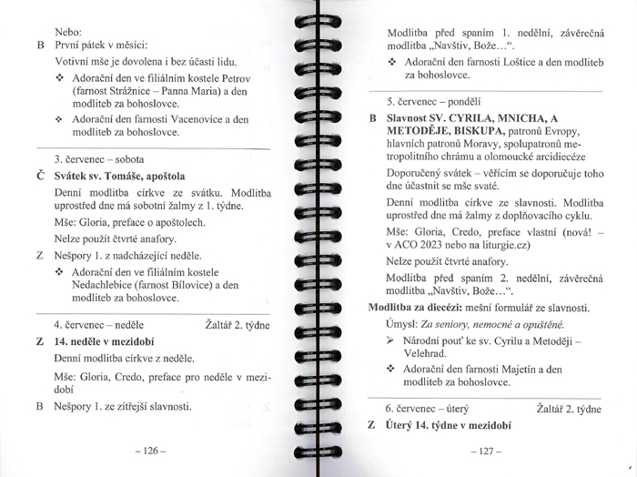 Liturgický a pastorační kalendář Arcidiecéze olomoucké 2026–2027